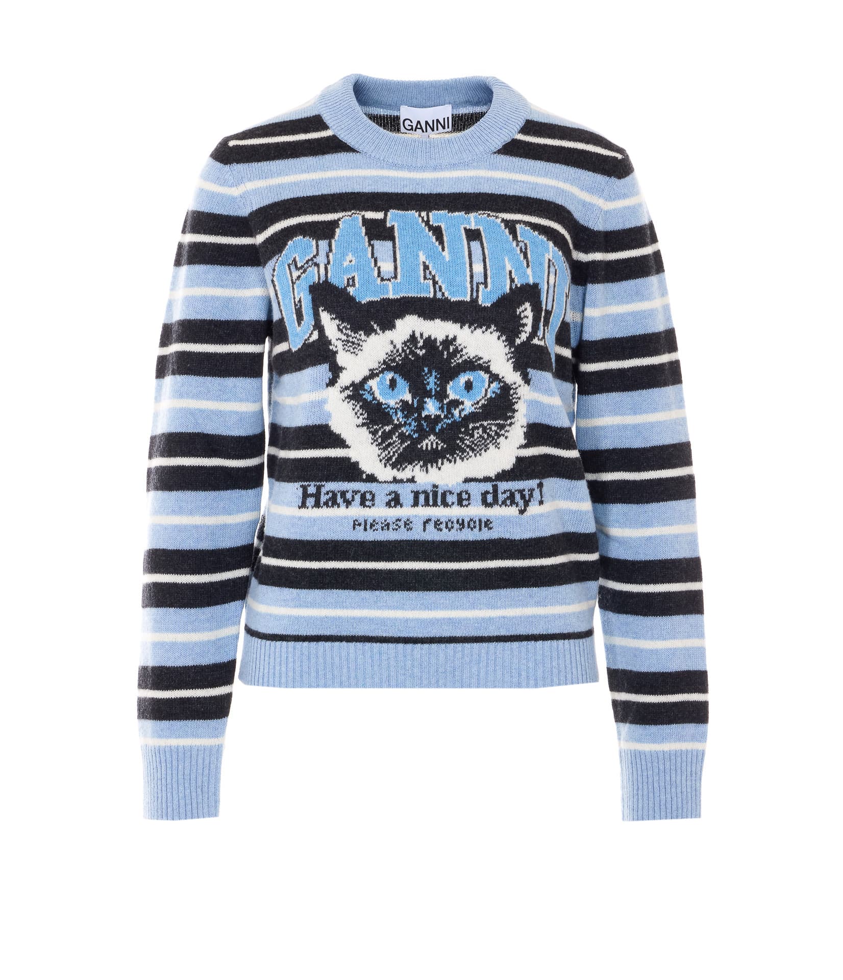 GANNI LOGO GRAPHIC WOOL SWEATER