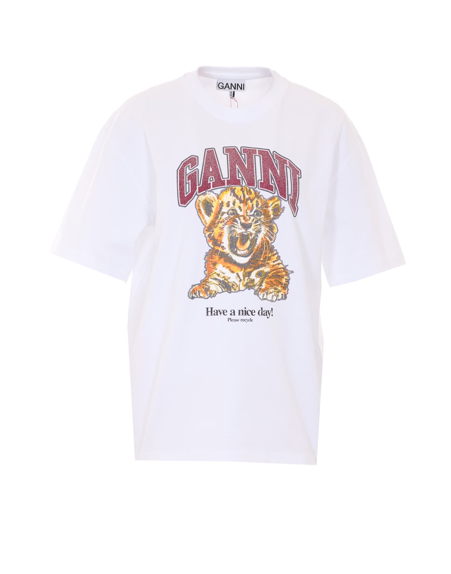 GANNI BEADED TIGER T-SHIRT