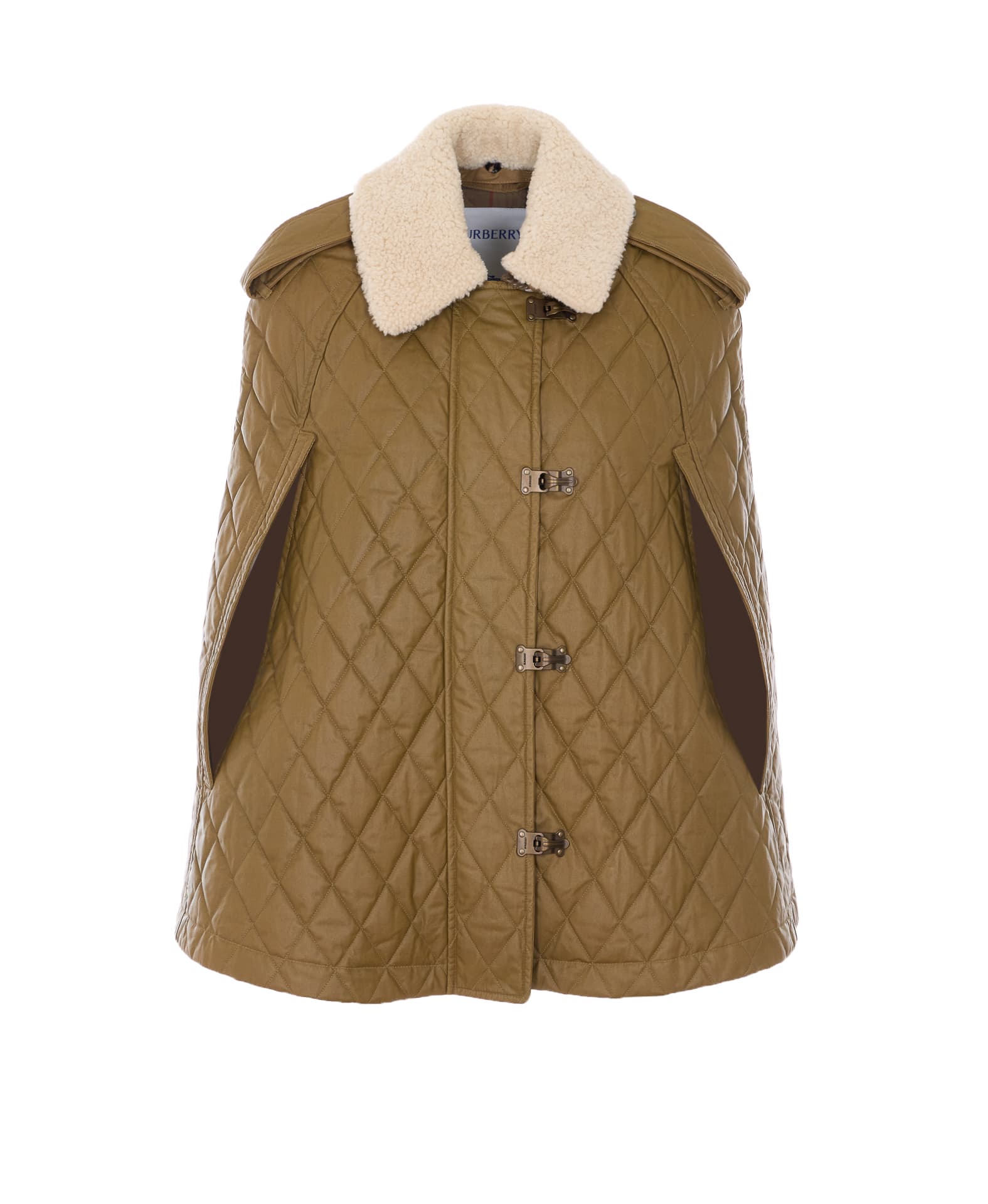 Burberry HEATH QUILTED CAPE WITH SHEARLING NECK