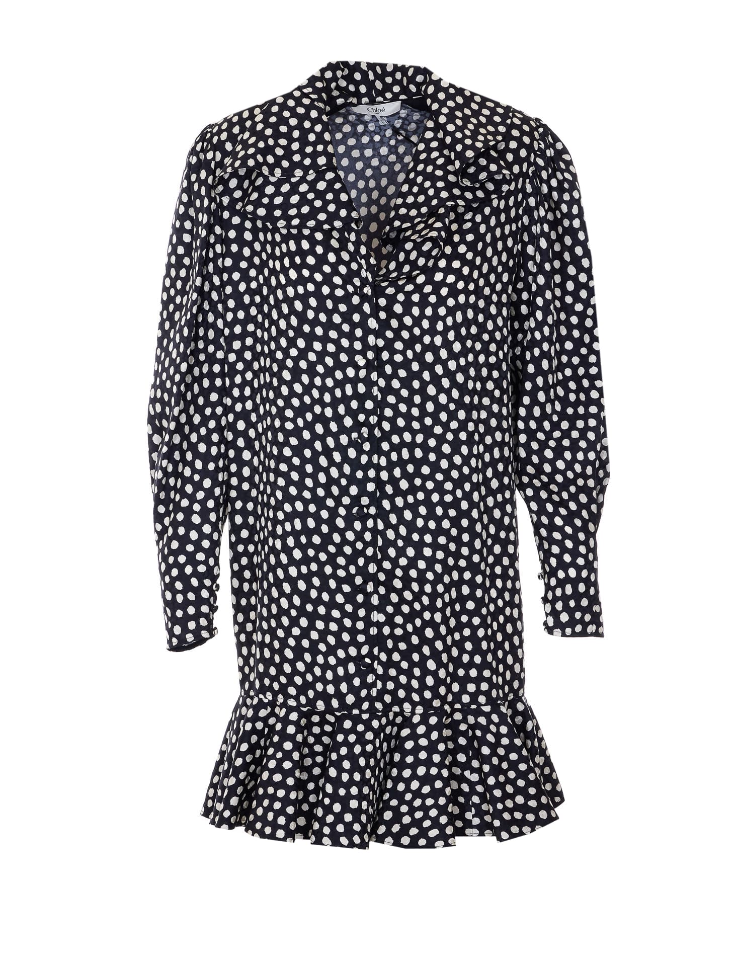 Chloé Chloe' SILK JACQUARD LONG SLEEVE MINI DRESS