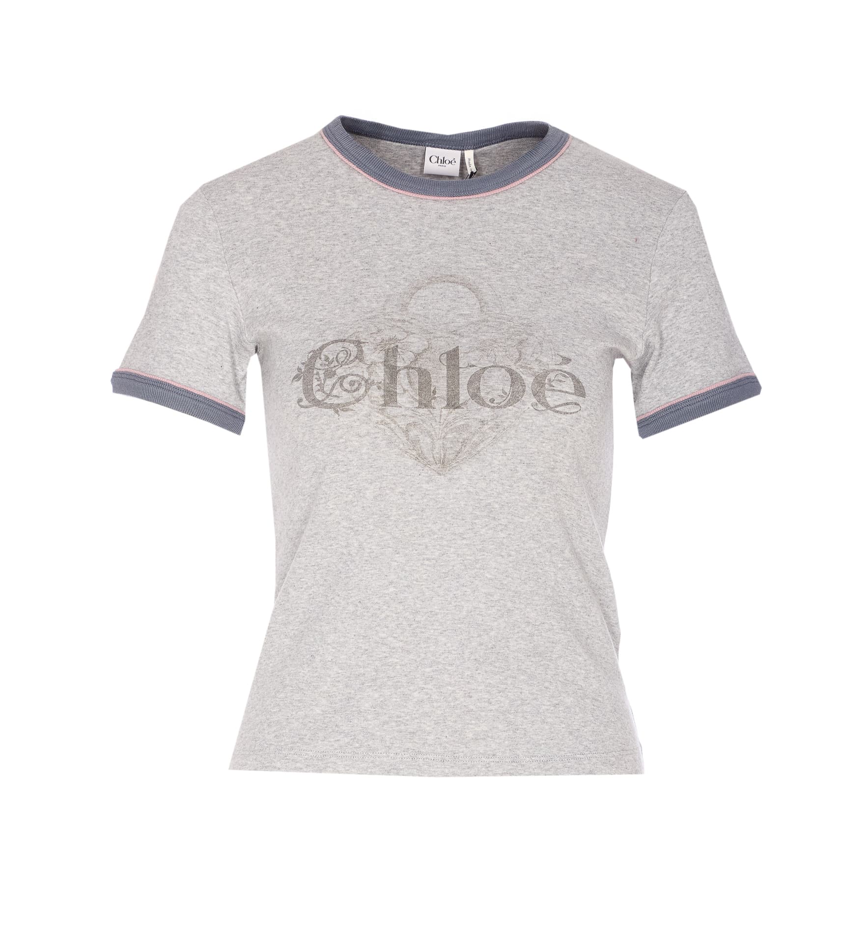 Chloé Chloe' CHLOE' LOGO BABY FIT T-SHIRT WITH PADLOCK PRINT