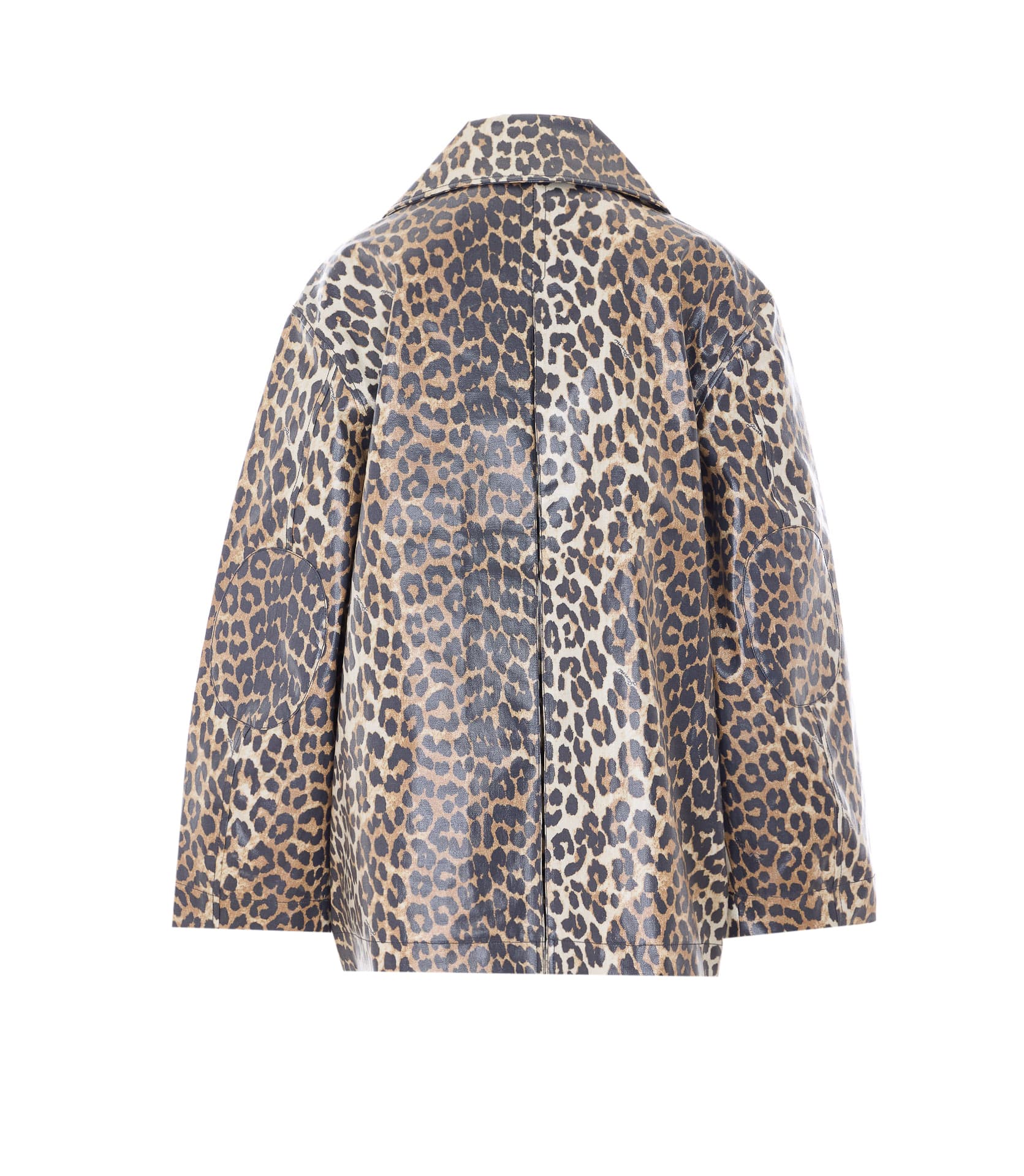 GANNI LAMINATED LEOPARD JACKET