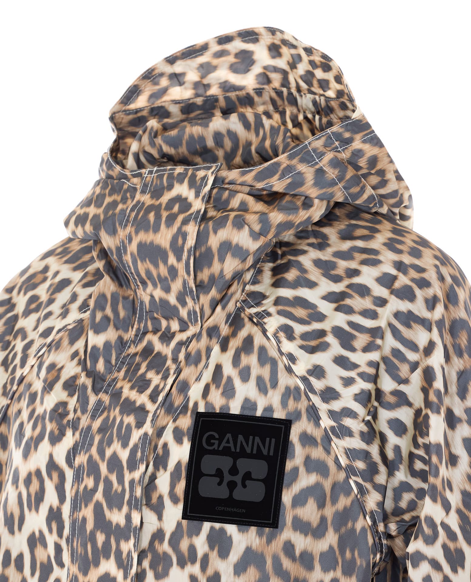 GANNI FLYWEIGHT NYLON LEOPARD JACKET